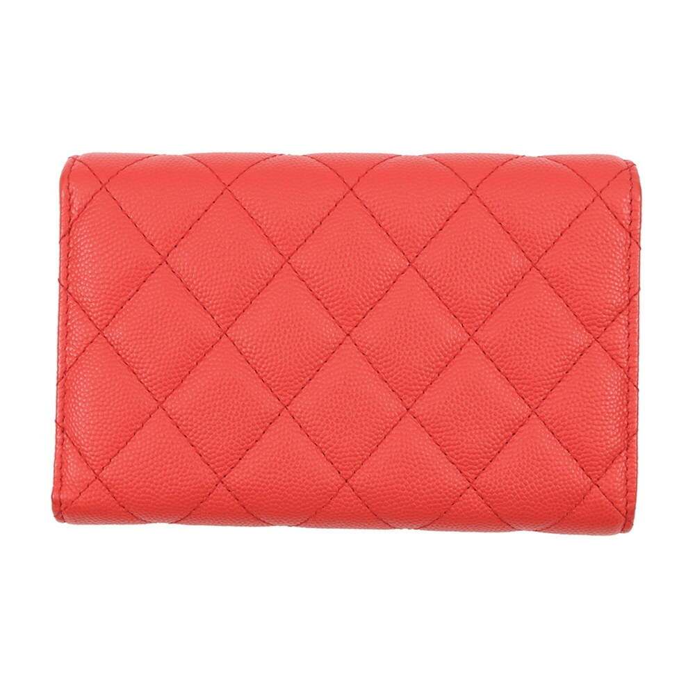 CHANEL Authentic Red Caviar Leather Logo Wallet - Picture 3 of 16